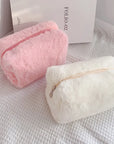 Faux Fur “Teddy” Cosmetics Bag / Travel Bag / Makeup Bag. Zip Closure. Brand New